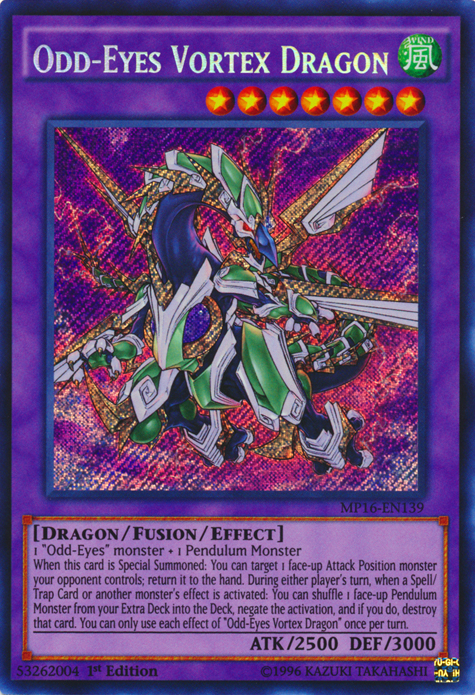 odd eyes yugioh cards Odd-Eyes Vortex Dragon [MP16-EN139] Secret Rare