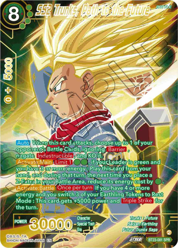 dragon ball super card game bt23 SS2 Trunks, Path to the Future (SPR) (BT23-081) [Perfect Combination]