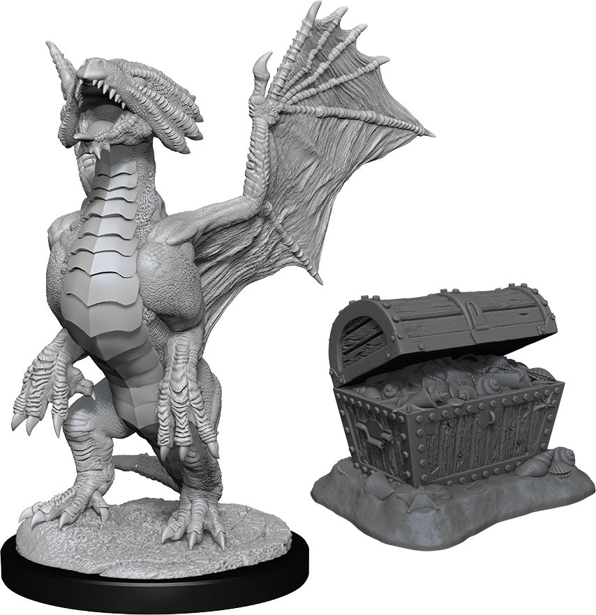 Dungeons & Dragons Nolzurs Marvelous Unpainted Miniatures: Bronze Dragon Wyrmling & Pile of Sea found Treasure