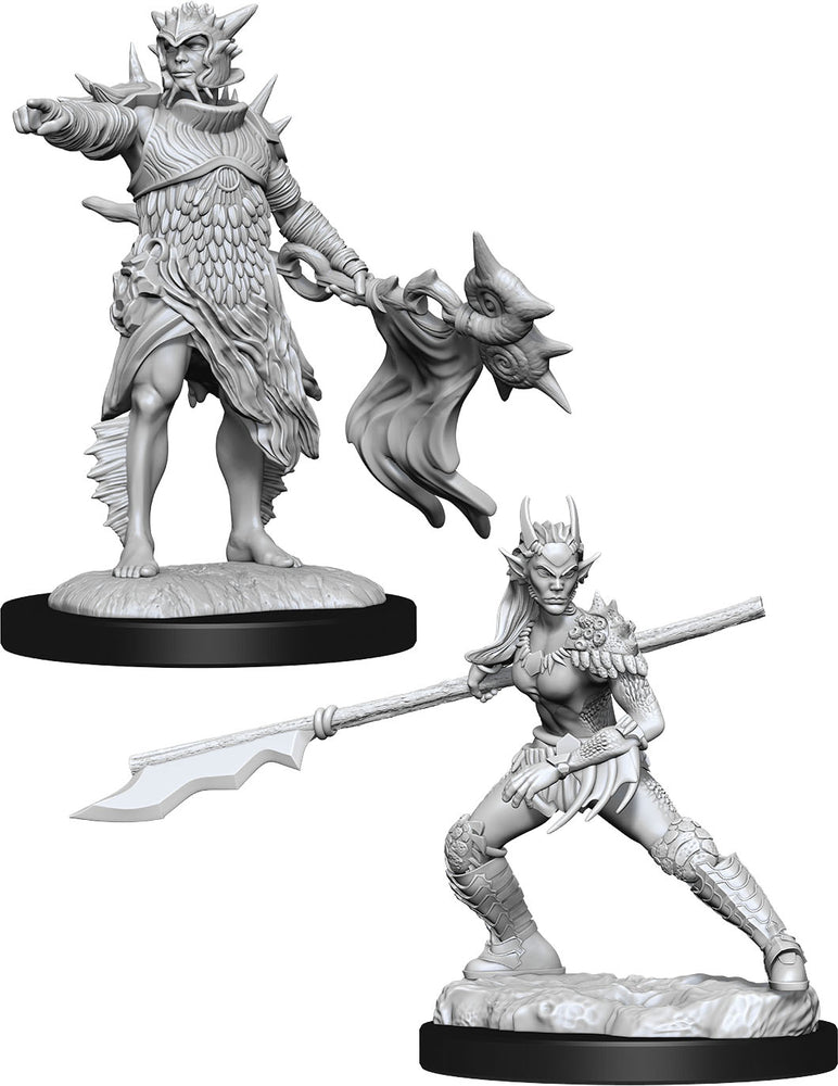 Magic the Gathering Unpainted Miniatures: Coralhelm Commander & Halimar Wavewatch (Merfolk)