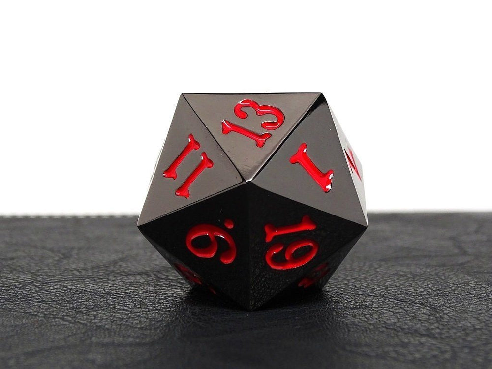Easy Roller Dice Co. 35mm Over Sized Gunmetal Red D20 Dice