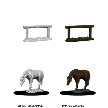 WizKids Deep Cuts Unpainted Miniatures: W10 Horse & Hitch