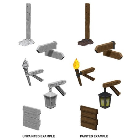 WizKids Deep Cuts Unpainted Miniatures: W10 Signs & Lights