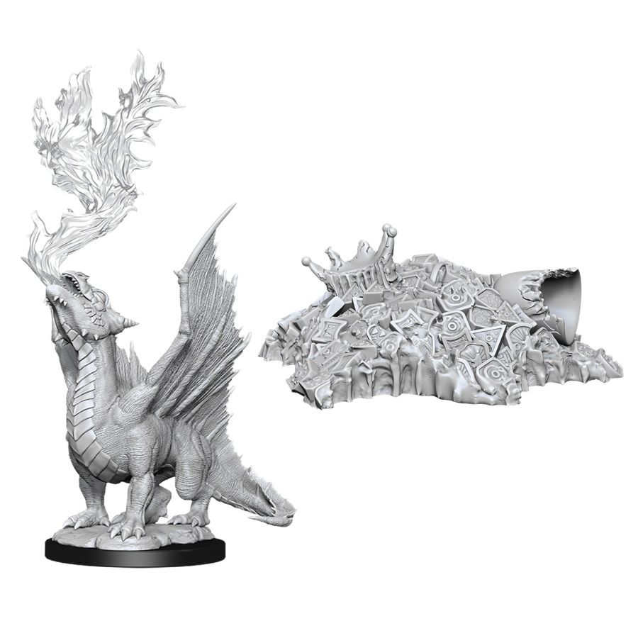 Dungeons & Dragons Nolzurs Marvelous Unpainted Miniatures: W11 Gold Dragon Wyrmling & Small Treasure Pile