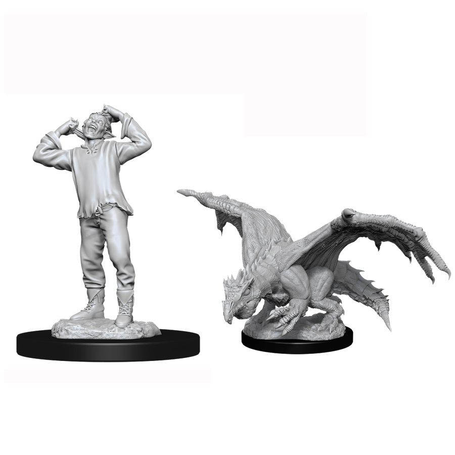 Dungeons & Dragons Nolzurs Marvelous Unpainted Miniatures: W11 Green Dragon Wyrmling & Afflicted Elf