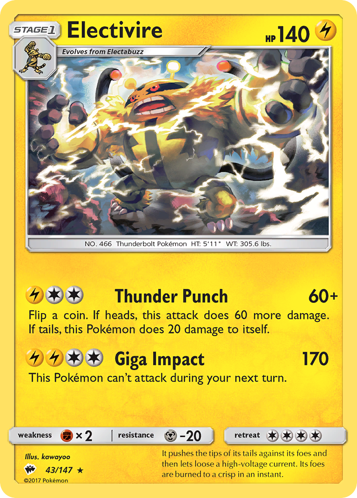 pokemon card electivire (43/147) [Sun & Moon: Burning Shadows] Product:Timey Wimey (Blue-Red-White) One Piece Japanese Cards [1LLL] Lightning Slam (180) Pikachu - Rumble -