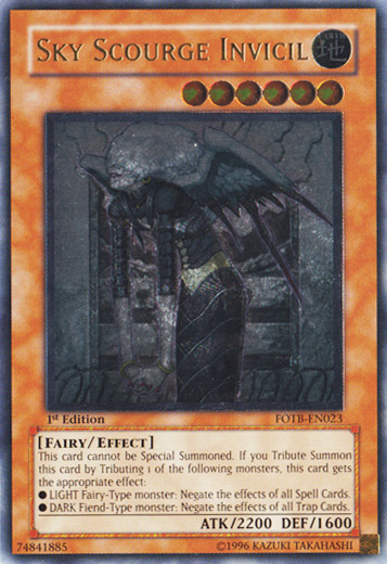 yugioh cards that negate tribute summons Sky Scourge Invicil [FOTB-EN023] Ultimate Rare